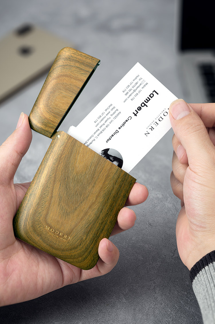 木制名片盒 便携式创意高档小巧卡片盒信用卡盒定制公司礼品