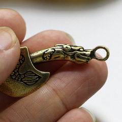 Retro Pure Brass Dragon Pattern Axe Keychain Pendant Creative Handmade Car Key Holder Accessory
