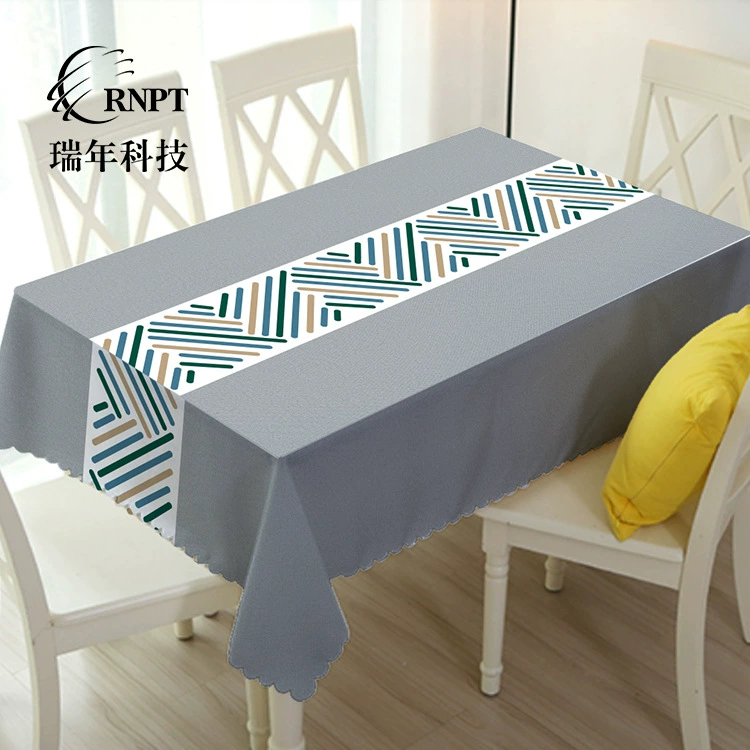 RNPT Ruinan [Новый продукт Горячая продажа] Простая прямоугольная скатерть скатерть с серым принтом из ПВХ водонепроницаемая скатерть