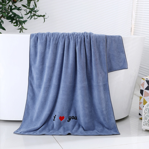 High density coral velvet bath towel wholesale embroidery colorfast fiber towel towel set