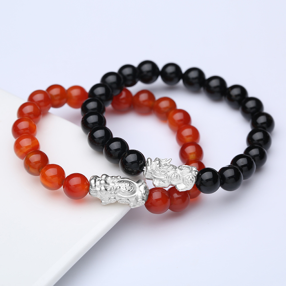 999 foot silver red black agate bracelet men and women couple models tolerance bracelet stall vedin small decorative products wholesale