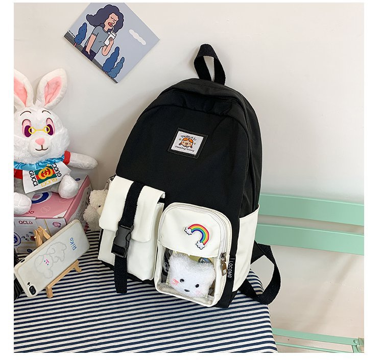 Korean Student Hit Color Backpack Soft School Bag display picture 54