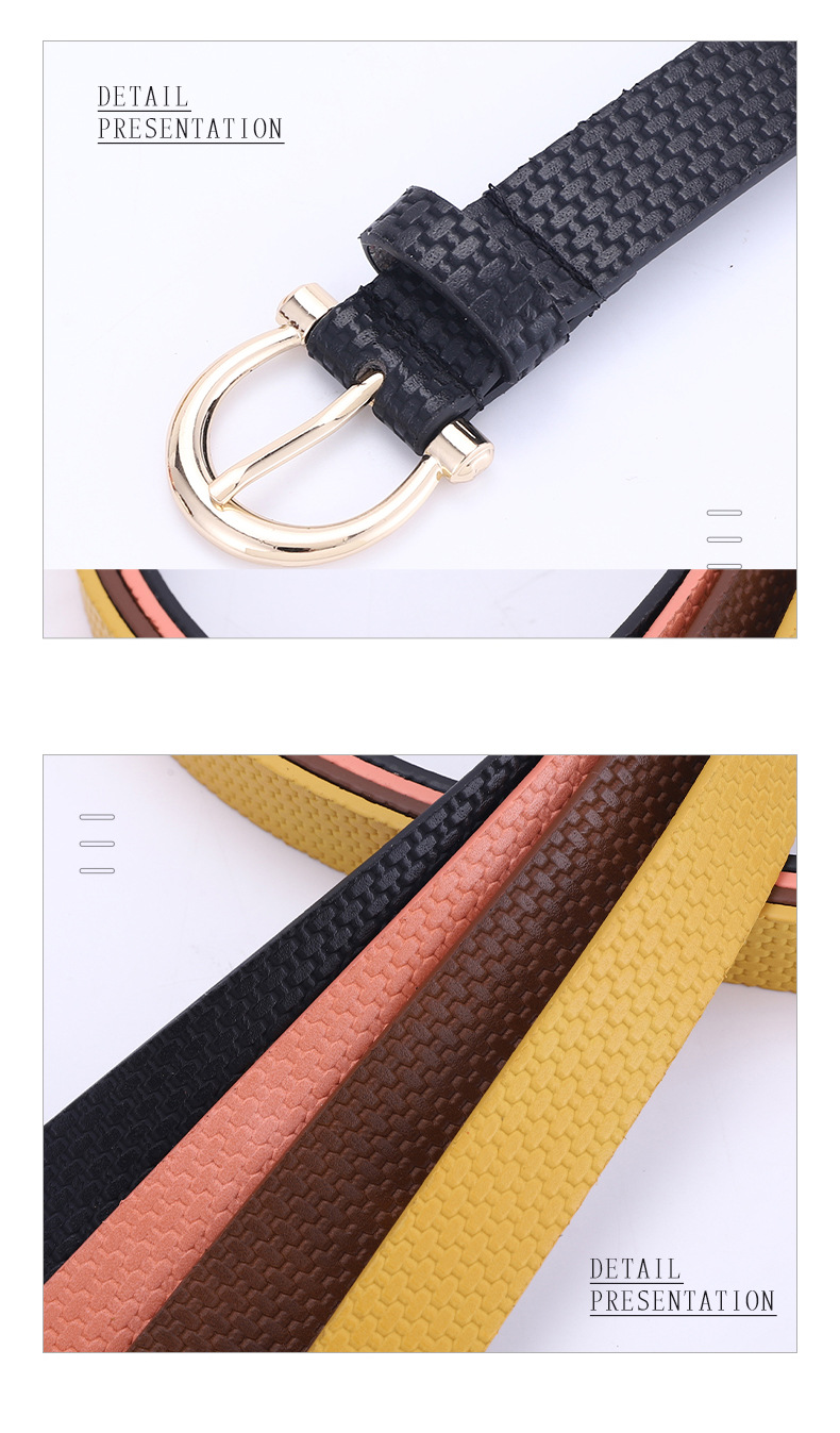 Creative Ladies Fashion Straw Mat Pattern Belt Wild Pu Pin Buckle Decorative Jeans Belt Wholesale Nihaojewelry display picture 5