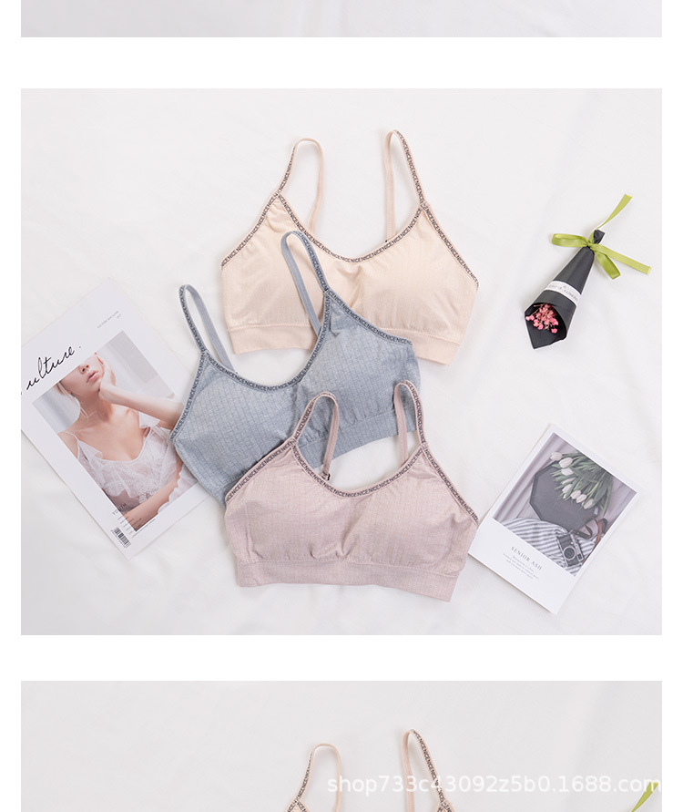 New popular English letter pure cotton lining, versatile Korean-style sports adjustable back and chest fit comfortable underwear for women detail image 11