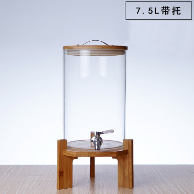 Fábrica al por mayor del hogar de gran capacidad transparente barril de vino de vidrio de borosilicato con grifo sellado enzima barril tanque de fermentación