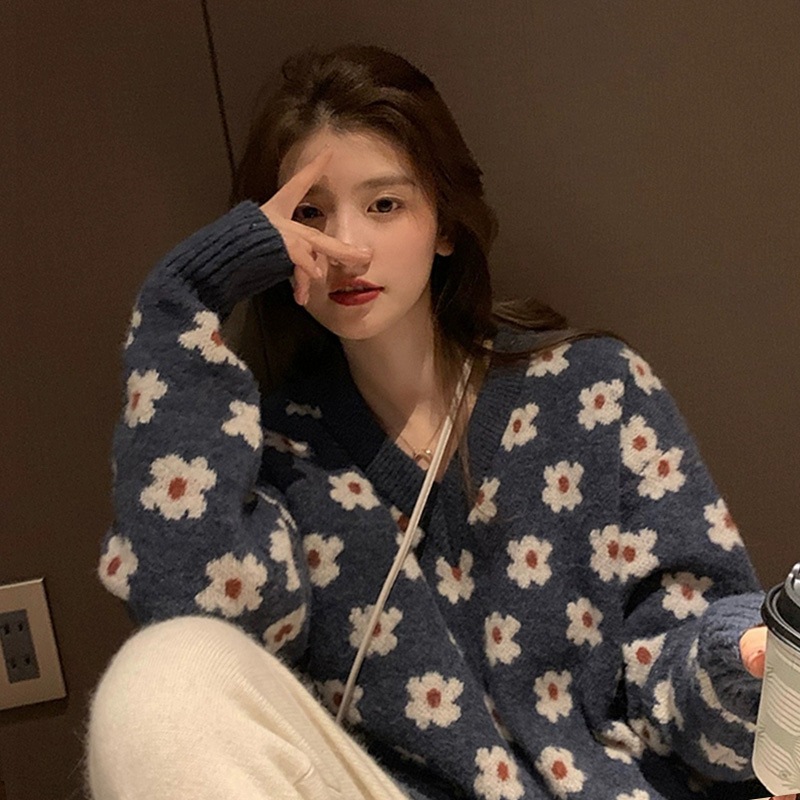 Lazy wind sweater Socket Large Easy 2020 Autumn and winter new pattern Korean Edition tender Sweater Daisy jacket