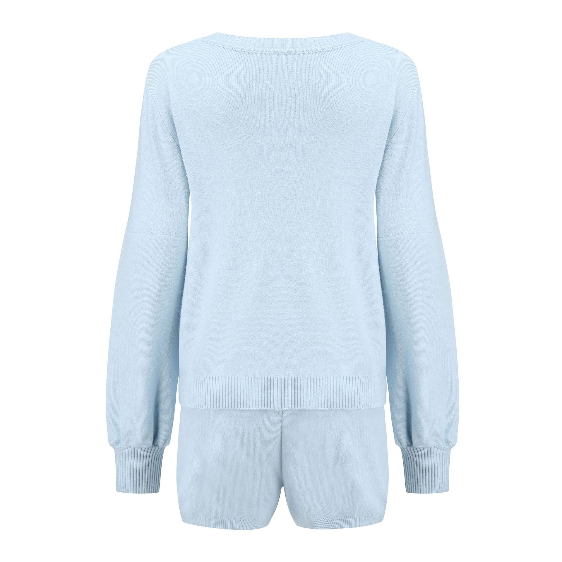 Women's Sweater Set Summer Macaron Colour Matching Co-ord Suit_voghion.com