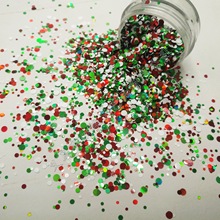 厂家供PET金葱粉 镭射彩色混大小圆形亮片 美甲化妆圣诞礼品装饰