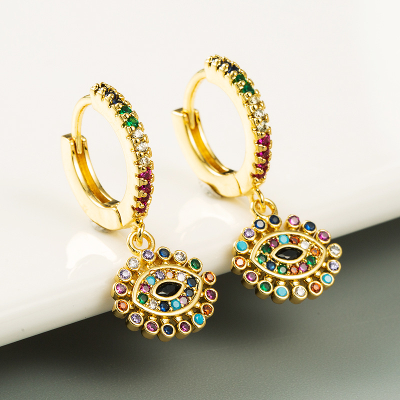 New Fashion Copper Inlaid Color Zircon Xaggerated Earrings display picture 5