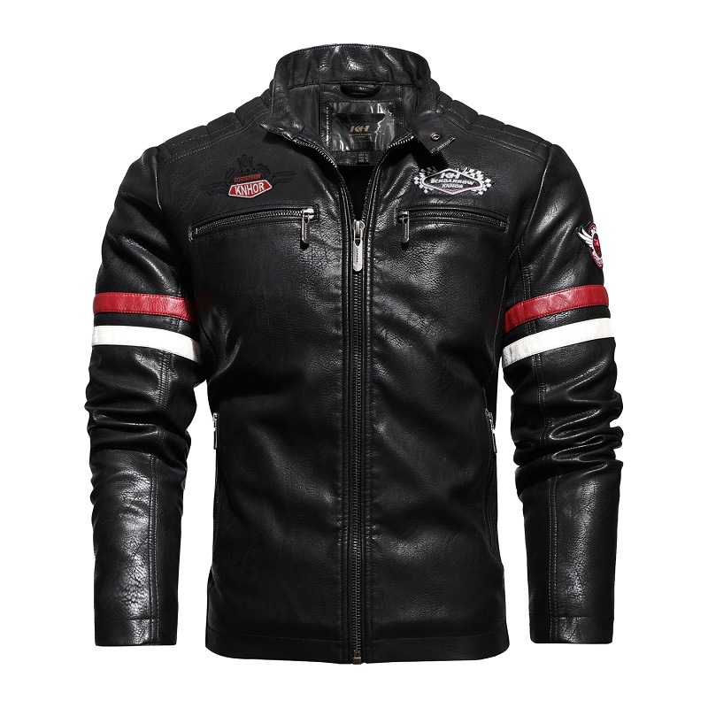 European Size Foreign Trade Men's Leather Jacket European And American Large Size Slim Men's Motorcycle PULeather Jacket Motorcycle Jacket