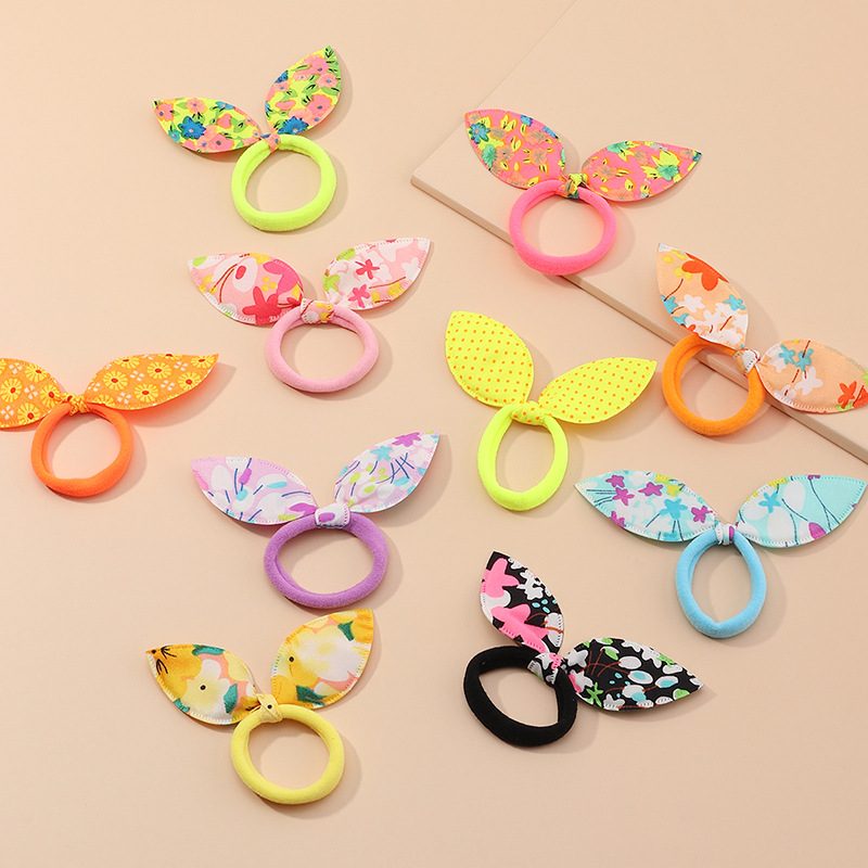 Fashion Mixed Color Fabric Printing Small Hair Ring  Wholesale display picture 2