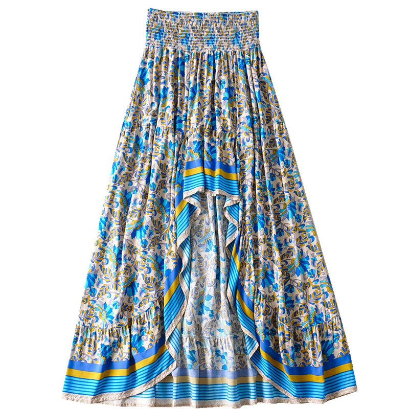 printed irregular high waist skirt NSYD16486