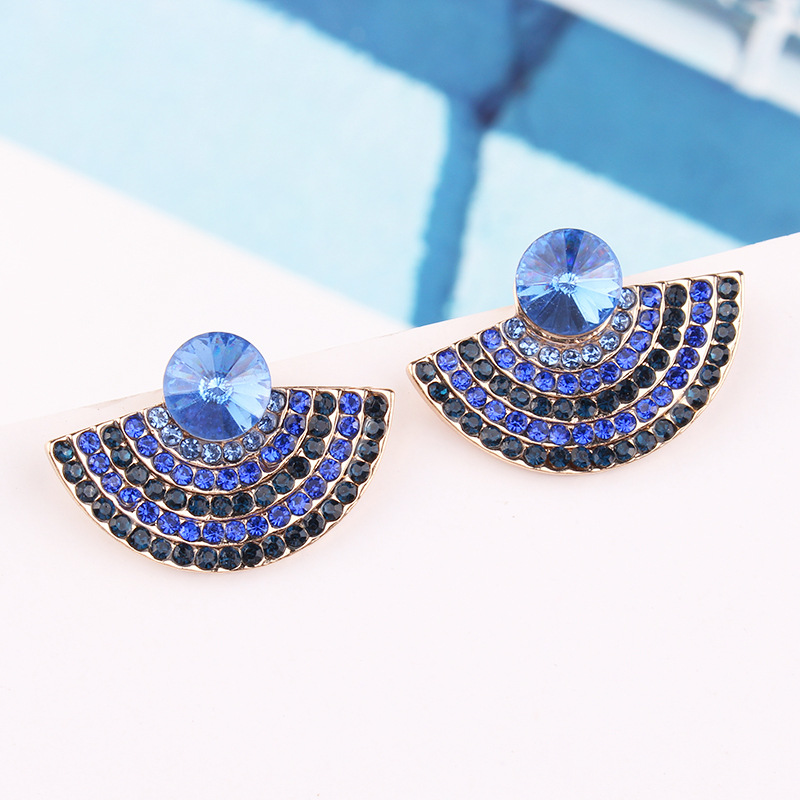 1 Pair Fashion Sector Alloy Inlay Rhinestones Women's Ear Studs display picture 4