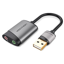跨境电商新品威迅CDK系列USB外置声卡金属款灰色0.15米
