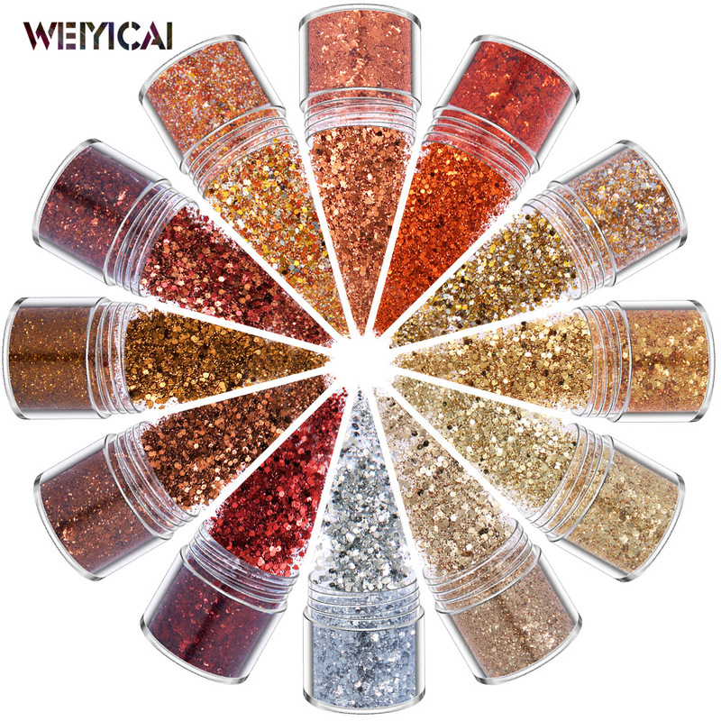 Autumn Color Nail Art Sequin Set 12 Color Mixed Sequin Nail Sticker Diamond Sparkling Gradient Laser Powder
