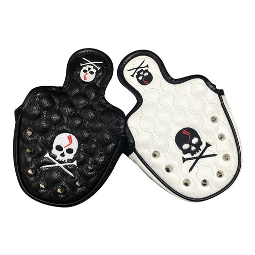 Korean version semi-circle skull golf putter cover PU waterproof magnet closed protective cover hat cover rivet club cover