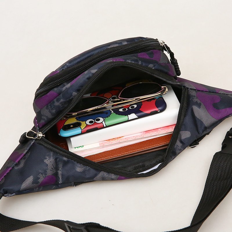 Tendencia de la moda bolso de la cintura de las mujeres deportes bolso crossbody impermeable bolso de pecho de los hombres al aire libre bolsa de teléfono de impresión multifuncional