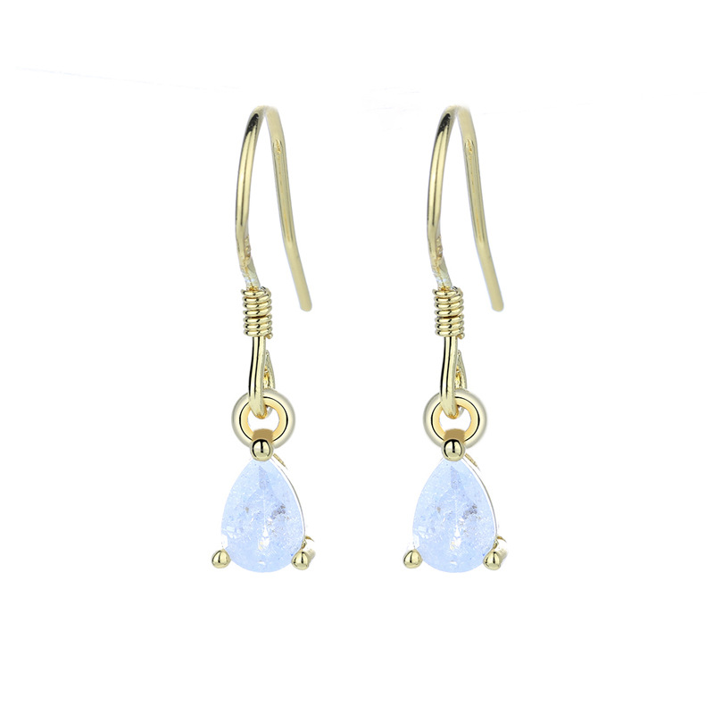 Fashionable elegant short earrings with zircon drop-shaped