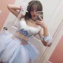 冷光线定制白雪公主bra tutu裙rave套装舞台演出服发光LED表演服
