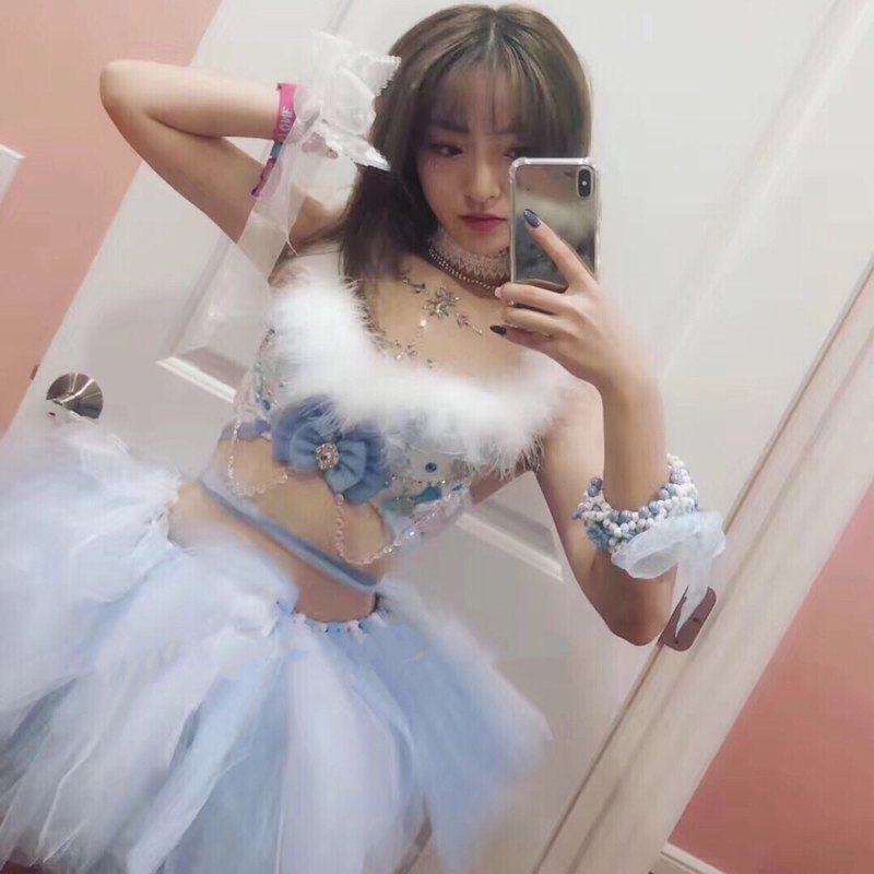 冷光线定制白雪公主bra tutu裙rave套装舞台演出服发光LED表演服