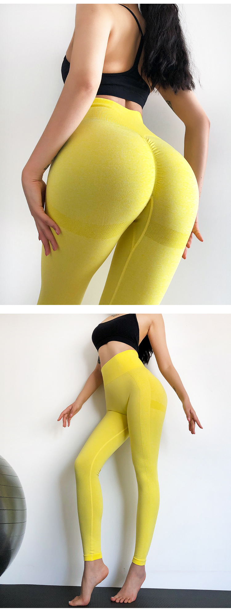 pantalones de yoga de cadera melocotón de punto sin costuras NSMYY55829