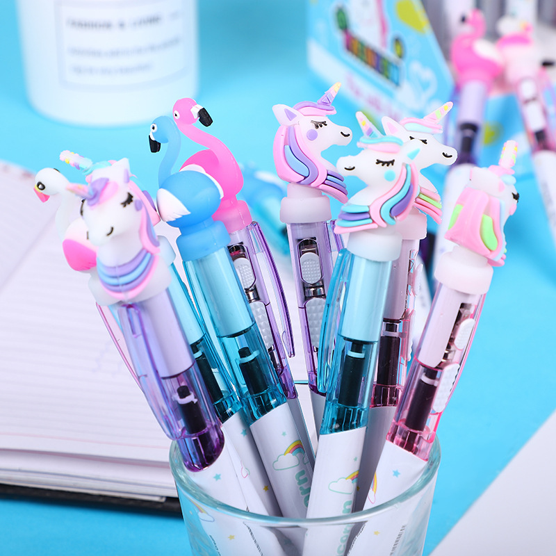 Creative Bande Dessinée Licorne Mignon 0.5mm Luminescent Stylo À Bille 1pcs display picture 2