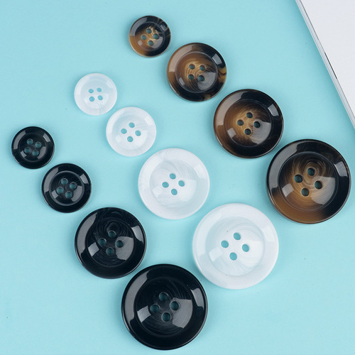 Resin Button Round Base Bulge Black and White Pattern Suit Glossy Large Buttons Manufacturer Wholesale Jeans Buttons