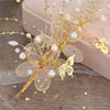 Golden hair accessory for bride, hairgrip, earrings, set