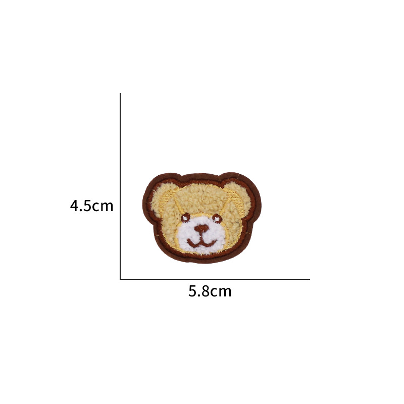 Parche bordado de chenilla con cabeza de oso de peluche, bordado a máquina, para reparación de ropa, decoración de bolsos DIY