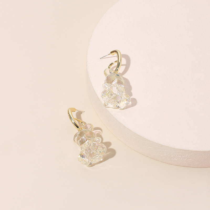 13g Weight Earrings Classification Wedding, Travel Occasion Geometric Pattern Women'S Gender Red, Yellow Color Fashion Crystal Flower Geometric Wild English Letter Ring Bear Earrings Nihaojewelry Wholesale 9