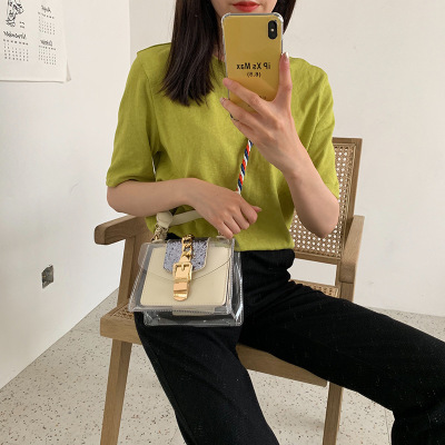 时尚新品女包潮流百搭清凉夏日单肩包透明斜挎包糖果色丽人休闲包|ms