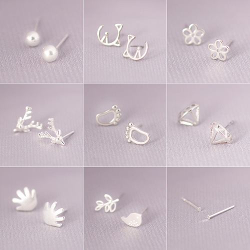 925 Silver Dandelion Earrings for Women, Elegant and Sweet, Fresh and Cute, Creative and Korean Personality Ear Accessories Set of 5