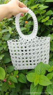 ins Beaded Bag Handmade Beaded Bag British Brand Same Style Handmade Beaded Handbag Round Handle Beaded Handbag Beaded