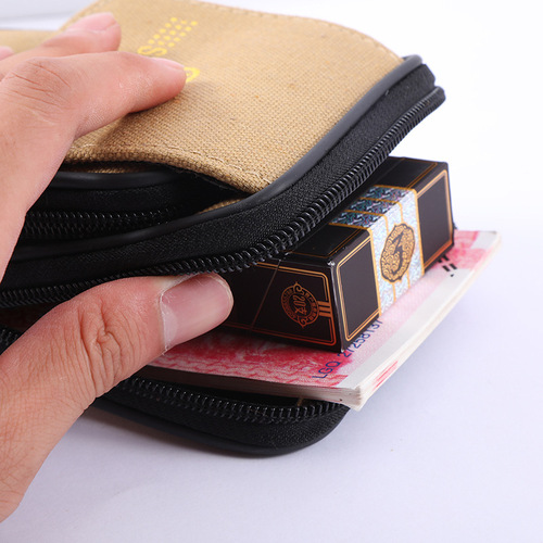 Waist bag men's new zipper canvas bag double-layer mobile phone bag construction site work durable wear belt coin waist bag