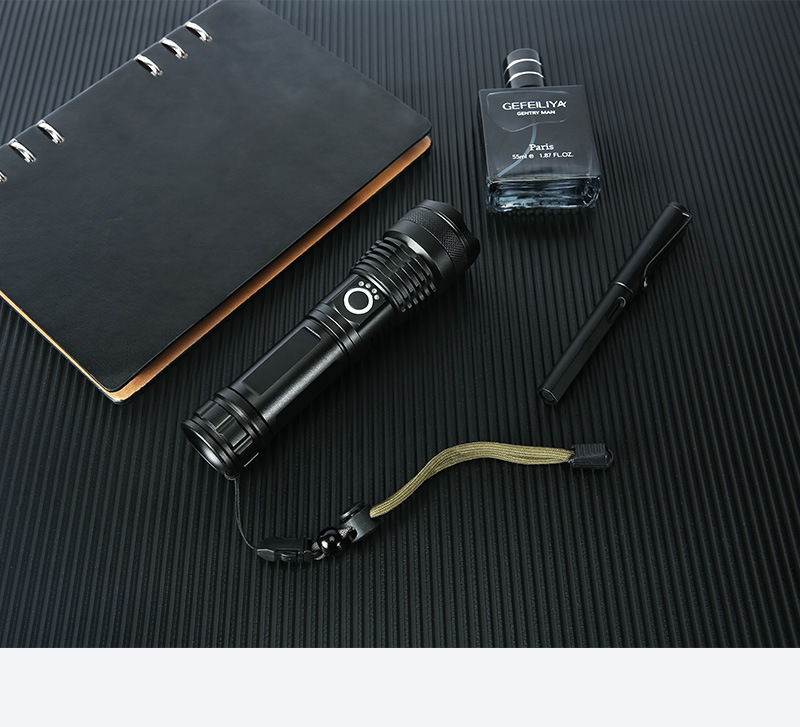 Cross-border bestseller USB flashlight, outdoor aluminum alloy strong light flashlight, new battery display flashlight gift wholesale pic 16