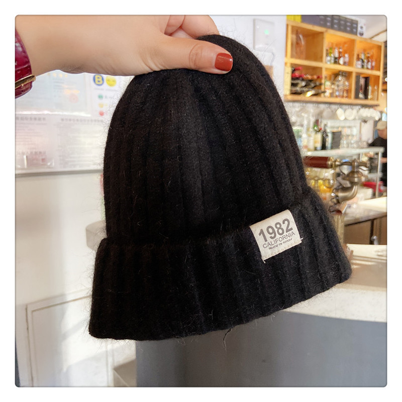 贴布兔毛针织帽19