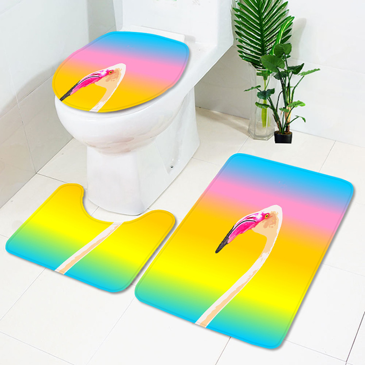 Can come to figure generation of fire bird toilet mat three-piece printed curtain towel bedroom carpet a wholesale price