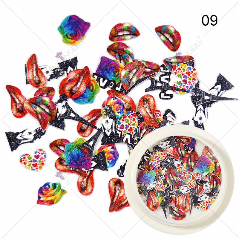 Princesa accesorios de uñas ins estilo color mezclado Año Nuevo Día de San Valentín flor Rosa parche de uñas pieza de pulpa de madera