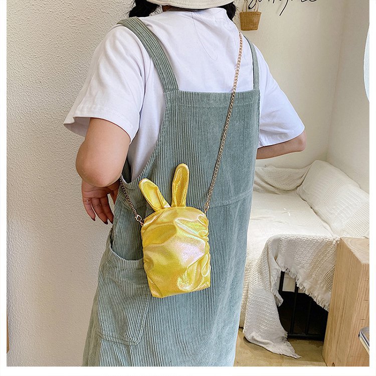 Korean  New Trendy  Cute Cartoon Laser Colorful Girl Cute Funny Rabbit Ears Pu Chain Small Shoulder Bag Mobile Phone Bag Nihaojewelry Wholesale display picture 37