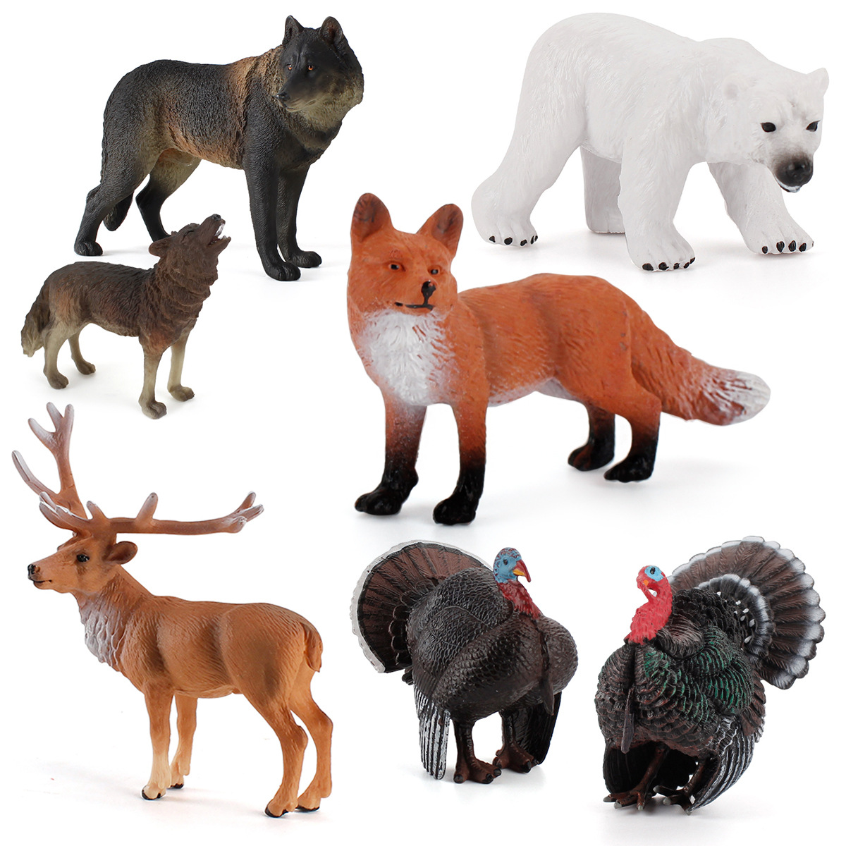 Simulación DE LOS NIÑOS estática Turquía oso blanco macho zorro rojo Lobo modelo sólido juguete educación temprana juguete cognitivo