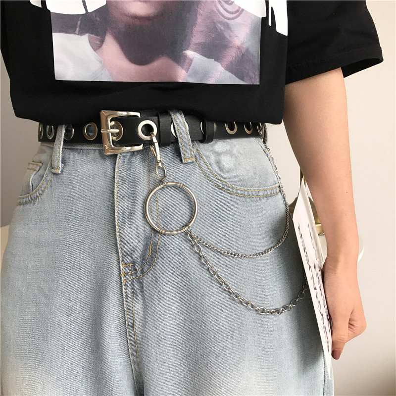 Korean Version Of Hollow Belt Simple Circle Chain Punk Style Belt display picture 1