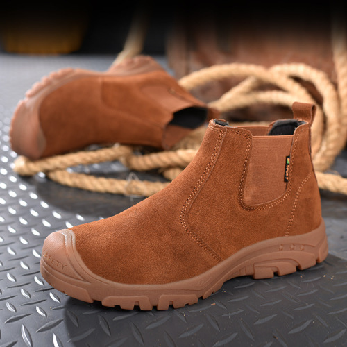 Anti-smash, anti-puncture suede cowhide labor protection shoes for men, steel toe-toe safety protective work shoes, construction site welding shoes