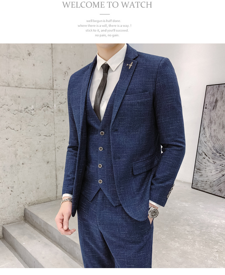 1 Spring And Autumn Men's Suit Set Korean Version Slim Fit Trendy Youth Business Formal Wear Handsome Casual Blazer_viptrois.com