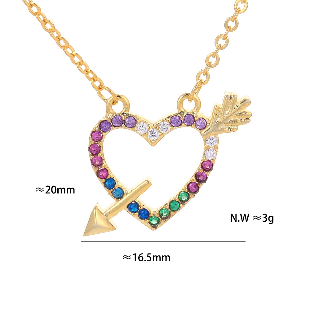 Fashion Style Wholesale Jewelry Fashion Heart Copper Diamond Pendant Necklace