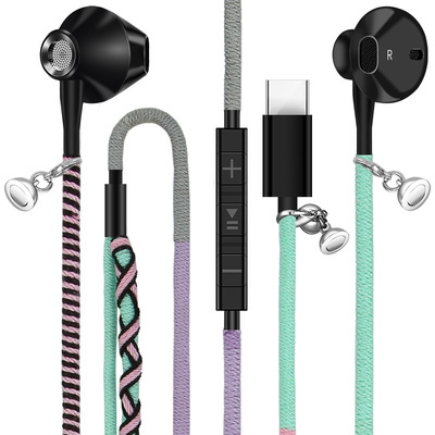 TYPE-C数字耳机有线游戏电竞耳机编织布线工厂批发定制扁口