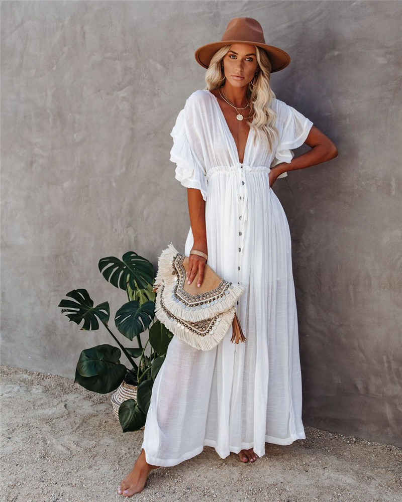 Single Breasted Waist Pull-Belt Beach Cover-Up - Swimsuits - Uniqistic.com