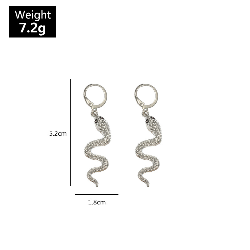 New Retro Fashion Snake-shaped Earrings Texture Silver Diamond Curved Earrings For Women Wholesale display picture 29