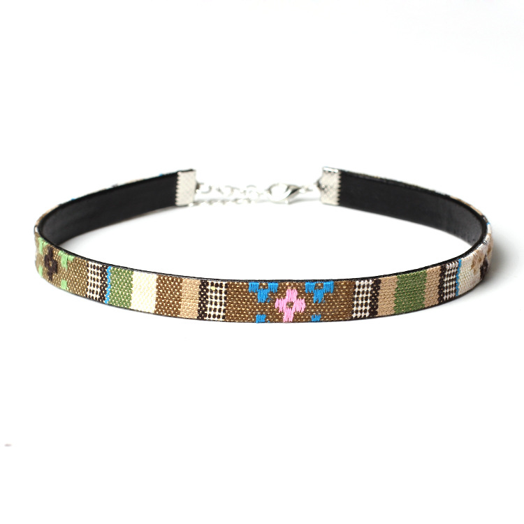 5g Weight Choker Classification Wedding, Travel Occasion Women'S Gender Ethnic Style Style Blue, Black Color Fashion Handmade Color Embroidery Short Necklace Wholesale 10