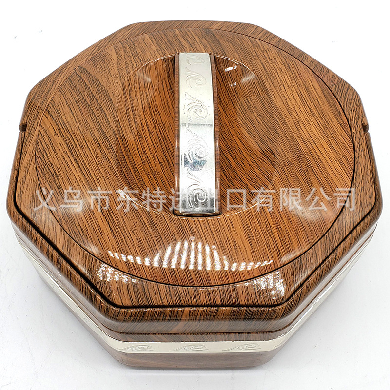 Stainless steel Japanese octagonal multi-layer bento box, wood-grain hand-held picnic lunch box, multi-purpose food grid gift lunch box detail image 8