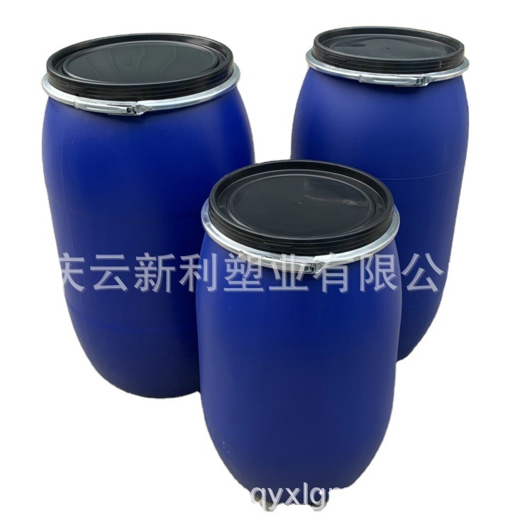 厂家现货125升塑料桶 160升塑料桶 大口法兰包箍桶200L法兰桶